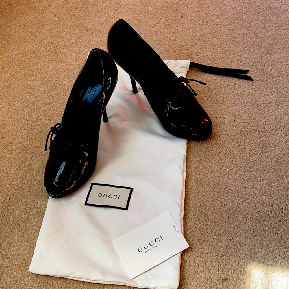 Gucci black patent leather shoes